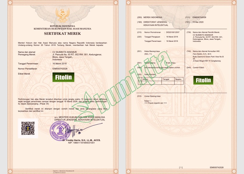 FITOLIN No. pendaftaran merek: IDM000742028