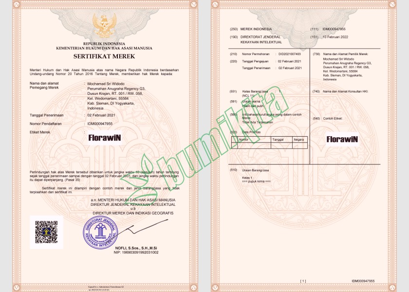 FLORAWIN No. pendaftaran merek: IDM000947955