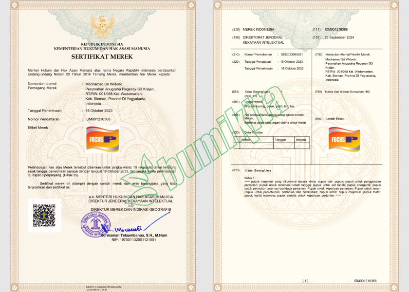 FOCUS P No. Pendaftaran merek : IDM001216368