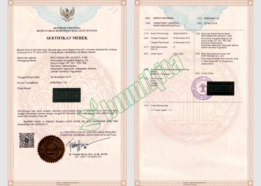 ORBIOS
No. pendaftaran merek; IDM000641112
